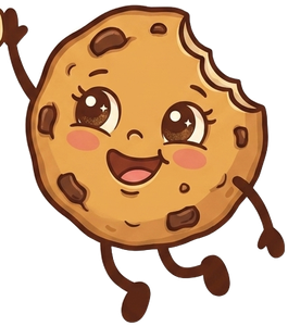 Bite the cookie mascot waving